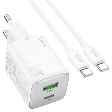 Mobile accessories in Beirut City - hoco. 38W Dual Port PD 20W & QC 3.0 Wall Charger Set with USB-C Cable