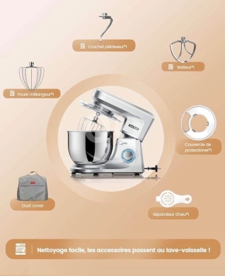 ?? CHeflee Stand Mixer, 1800 watt-7.2L Food Mixers Kitchen Electric Stand Mixer with… — 3