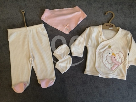 Baby & Kids Stuff in Zouk Mikaël - Babyfim 5-Piece Newborn Cotton Set (0-3M) - Made in Turkey, Swan Design