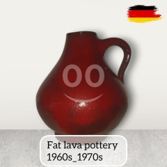 Vintage West German Fat Lava Pottery Jug 1960s 1970s