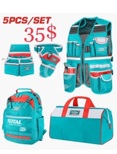TOTAL 5-Piece Tool Storage & Workwear Set | Backpack, Vest, Belt Pouch, Duffel Bag ($35)