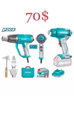 DIY Tools & Materials in Sahat Al Nour - TOTAL P20S Cordless Heat Tool Combo | Heat Gun + LCD Soldering Iron, 4.0Ah Battery ($70)