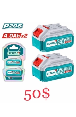 DIY Tools & Materials in Sahat Al Nour - TOTAL P20S 20V Battery Pack (4.0Ah x2) | Dual High-Capacity Li-ion Batteries ($50)