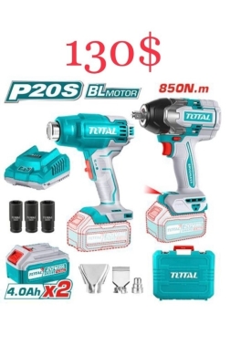 أدوات ومعدات منزلية في ساحة النور - TOTAL P20S 2-in-1 Brushless Combo Kit: 850 N.m Impact Wrench & Cordless Heat Gun - Automotive/Indust