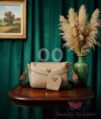 Designer-Inspired Pebbled Leather Crossbody Bag Set - Chain Strap Camera Bag with Pouch — 5