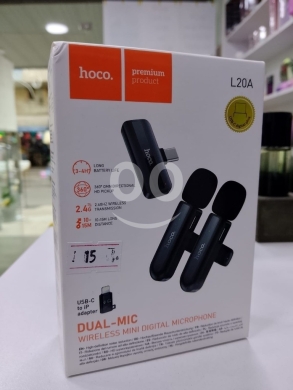 Other Mobile Phones & Accessories in Beirut City - Hoco L20A Dual Wireless Digital Microphone Set | 360° Omnidirectional, USB-C & Lightning Adapter