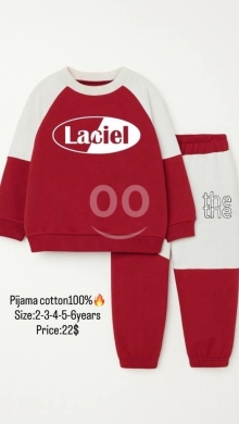 Baby & Kids Stuff in Beirut City - طقم بيجاما Laciel قطن 100% للأطفال (2-6 سنوات) - أحمر وأبيض