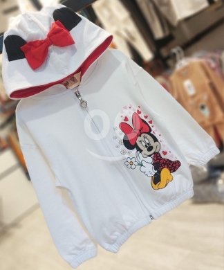 Baby & Kids Stuff in Beirut City - White Disney Minnie Mouse Cotton Zip-Up Jacket with 3D Ears for Baby Girls (9-24M)
