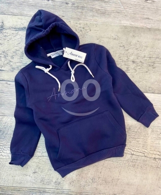 Baby & Kids Stuff in Beirut City - Armoni Kids Navy Cotton Hoodie with Embroidered Logo for Toddlers (9-24 Months)