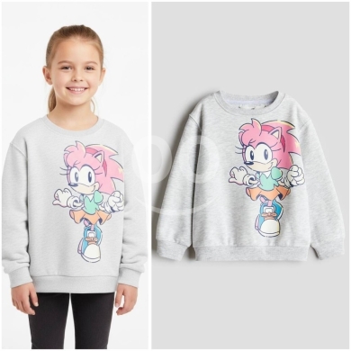 Baby & Kids Stuff in Beirut City - Amy Rose (Sonic The Hedgehog) Print Cotton Sweatshirt for Girls (3-9 Years)