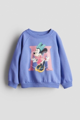 Baby & Kids Stuff in Beirut City - Disney Minnie Mouse Initial Print Cotton Sweatshirt for Girls - Lilac/Blue (3-9 Years)