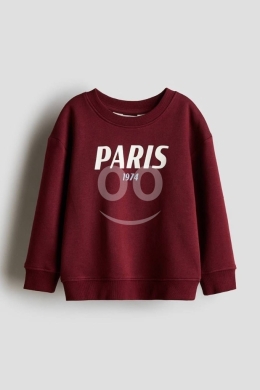 Produits pour bébés et enfants dans Beyrouth - Unisex &#039;Paris 1974&#039; Maroon Cotton Sweatshirt - Crew Neck Jumper (3-9 Years)