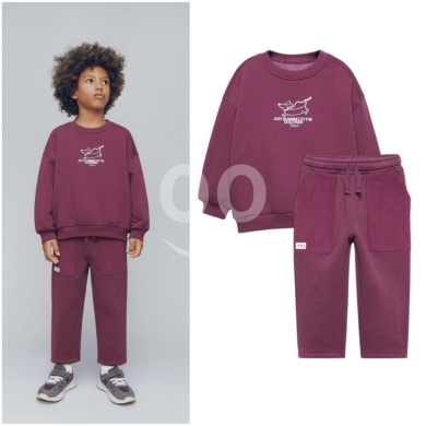 Produits pour bébés et enfants dans Beyrouth - Maroon Dachshund Print Cotton Sweatshirt & Jogger Set for Kids (2-6 Years)