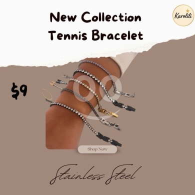 Clothes, Footwear & Accessories in Beirut City - Karolili New Collection: Stainless Steel Tennis Bracelet - $9 Sparkle