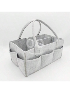 Portable Felt Diaper Caddy & Nursery Organizer Grey