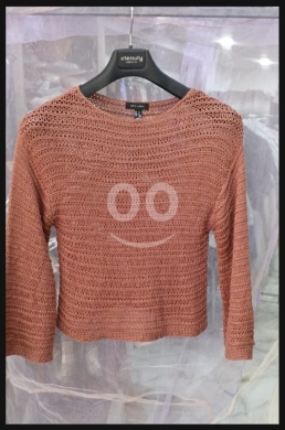 الملابس، الأحذية والزينة في مرج - New Look Sheer Open-Knit Sweater/Cropped Jumper - Rust/Burnt Orange (Size Large)