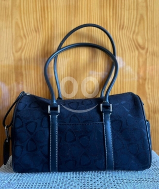 Clothes, Footwear & Accessories in Dahr el-Ain - Liz Claiborne Black Monogram Barrel Bag - Leather Trim Satchel
