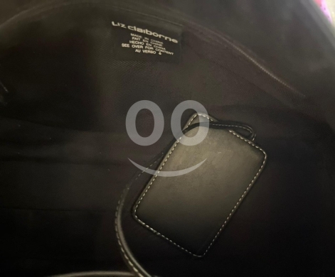 Liz Claiborne Black Monogram Barrel Bag - Leather Trim Satchel — 5