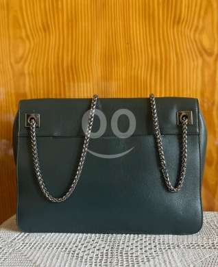 Authentic Furla Club Petrolio Leather Crossbody Bag - Saddle Silhouette — 9