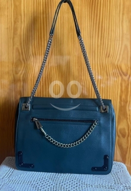Authentic Furla Club Petrolio Leather Crossbody Bag - Saddle Silhouette — 7