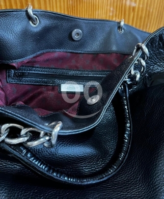 REGENT Black Pebbled Leather Structured Satchel - Silver Hardware — 5