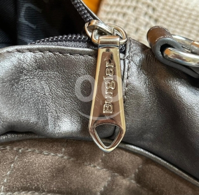 Sara Burglar Italian Metallic Leather Hobo Bag - Dark Silver & Gray — 4