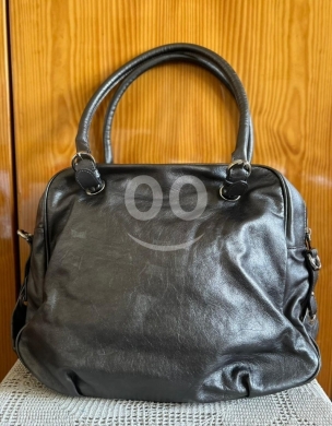 Sara Burglar Italian Metallic Leather Hobo Bag - Dark Silver & Gray — 2