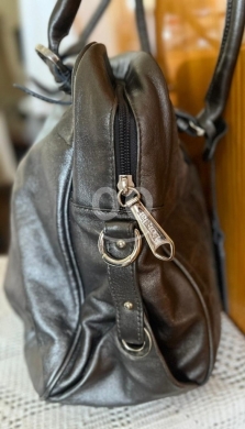 Sara Burglar Italian Metallic Leather Hobo Bag - Dark Silver & Gray — 3