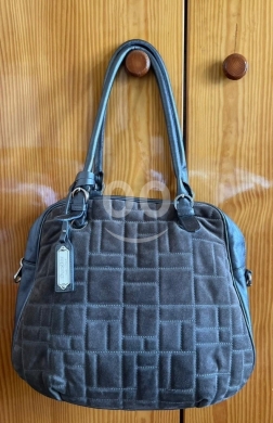 Sara Burglar Italian Metallic Leather Hobo Bag - Dark Silver & Gray — 6