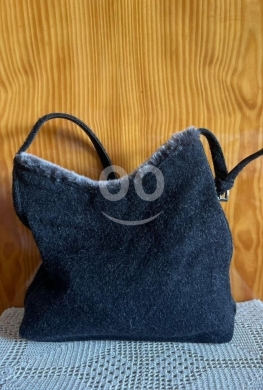 Next Faux Fur Shoulder Bag - Black/Brown Plush Winter Chain Purse — 9