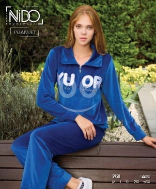 طقم بيجامة نسائي مخمل تركي وردي مريح | Pink Women's Turkish Velvet Pyjama Set Comfortable — 4