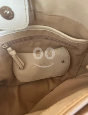 Liz Claiborne Cream Leather Slouchy Tote Bag - Spacious Shoulder Purse (45cm) — 7