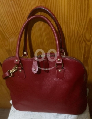 Borse In Pelle Large Red Genuine Leather Dome Satchel - Italian Made Handbag — 2