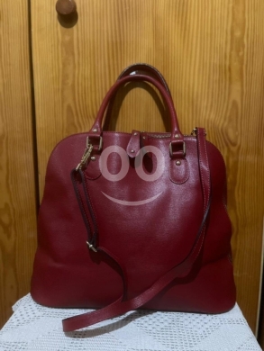 الملابس، الأحذية والزينة في ضهر العين - Borse In Pelle Large Red Genuine Leather Dome Satchel - Italian Made Handbag