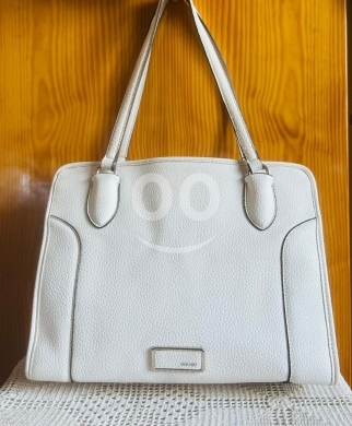 Nine West White Leather Tote Bag - Large Double-Zip Shoulder Bag with 4 Compartments… — 2