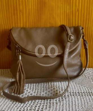 Borse In Pelle Italian Genuine Leather Crossbody Bag - Tan/Camel Shoulder Purse (19x24cm) — 2