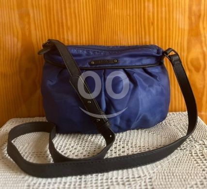 Chic Mango (MNG) Navy Blue Pleated Nylon Crossbody Bag - Adjustable Strap & MNG Logo — 5