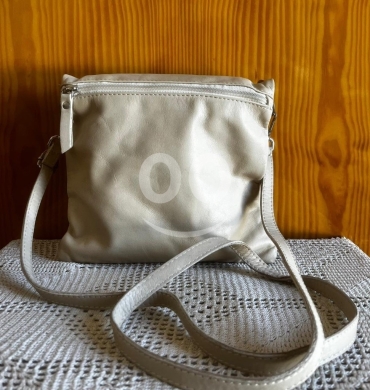Italian Real Leather Ivory Cream Crossbody Bag | Made in Italy - Versatile Foldover Clutch — 3
