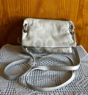 Italian Real Leather Ivory Cream Crossbody Bag | Made in Italy - Versatile Foldover Clutch — 5
