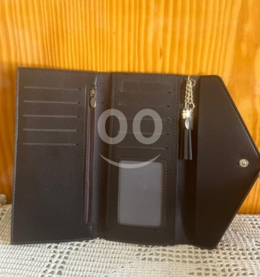 S&K (Southland & Kangaroo) Dark Faux Leather Slim Envelope Wallet | Tassel Charm & Card… — 3