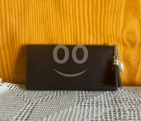 S&K (Southland & Kangaroo) Dark Faux Leather Slim Envelope Wallet | Tassel Charm & Card… — 5