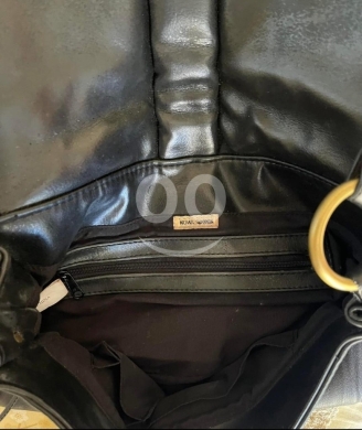 Michael Shannon Genuine Leather Black Hobo Bag | Gold Hardware, Lace-Up Detail & Studs — 3