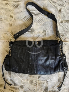 Clothes, Footwear & Accessories in Dahr el-Ain - Michael Shannon Genuine Leather Black Hobo Bag | Gold Hardware, Lace-Up Detail & Studs