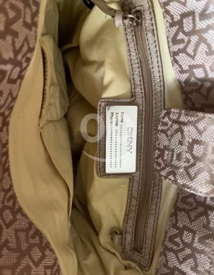 DKNY Donna Karan New York Small Monogram Ruffle Tote Bag | Neutral Beige Canvas & Bow… — 6
