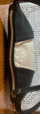 LDADPR Black Leather Crossbody Bag with Shimmering Gold Flap | Evening Clutch/Shoulder Bag — 4