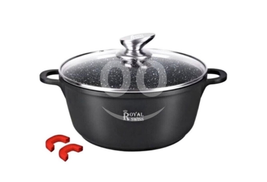 أدوات المطبخ في عين مريسه - ?? Royal Swiss 44 cm 20L Cooking Soup Dishes Casserole Pot Lid Marble Layer-طنجرة طبخ 70873045