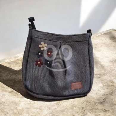 جزدان كتف قماش كتان راقي بتصميم أزهار جذابة | Elegant Linen Fabric Shoulder Bag with Flor… — 3