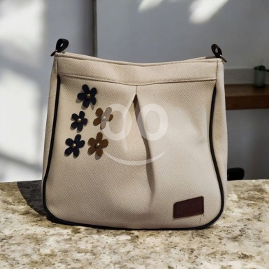 جزدان كتف قماش كتان راقي بتصميم أزهار جذابة | Elegant Linen Fabric Shoulder Bag with Flor… — 4