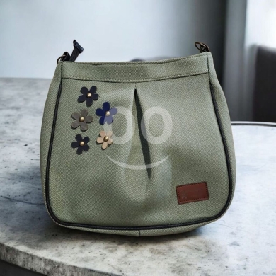 جزدان كتف قماش كتان راقي بتصميم أزهار جذابة | Elegant Linen Fabric Shoulder Bag with Flor… — 2