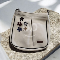 جزدان كتف قماش كتان راقي بتصميم أزهار جذابة | Elegant Linen Fabric Shoulder Bag with Floral Design